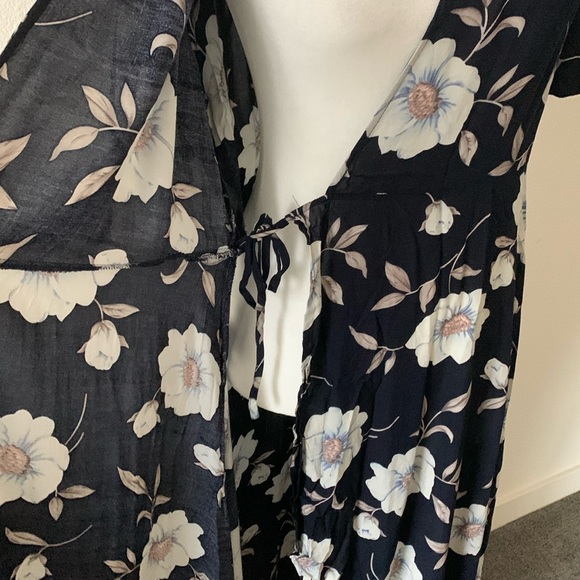 Lulu’s Lake Como Navy Blue Floral Print High-Low Wrap Dress - Picture 6 of 9